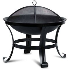 ​Vatra foc de gradina cu gratar, fabricat din otel, cu capac, diametru 60 cm, inaltimea 53,5 cm, negru-Dacenergy.ro