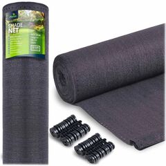 ​Plasa umbrire, material HDPE rezistent, 90% umbrire, gramaj 140 g/m², protectie UV, 50 de cleme de montare, 25 x 1.5 m, gri, Grosime folie: 140 g/m², Culoare: Gri, Lungime: 25 m-Dacenergy.ro