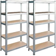 ​Set raft metalic, realizat din MDF si profile zincate, 5 polite, capacitatea 175 kg polita, 875 kg total, 180 x 90 x 40 cm, gri, 2 bucati, Greutate maxima suportata/polita: 175 Kg, Culoare: Gri-Dacenergy.ro