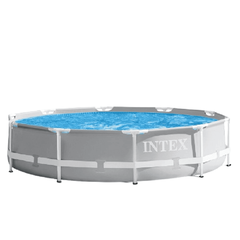 ​Piscina cadru metalic, material PVC, cadru din otel inoxidabil, usor de asamblat, forma rotunda, cu pompa de filtrare, capacitate 4485 litri, 305 x 76 cm, gri-Dacenergy.ro