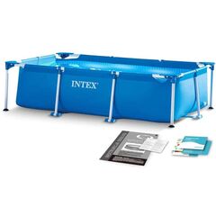 Piscina cu cadru, realizata din material PVC durabil cu 3 straturi, capacitate 3834 l, forma dreptunghiulara, 300 x 200 x 75 cm, albastra-Dacenergy.ro