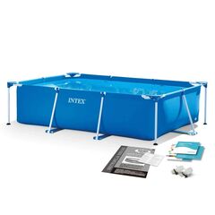 ​Piscina cu cadru, realizata din material PVC durabil cu 3 straturi, capacitate 1662 l, forma dreptunghiulara, 220 x 150 x 60 cm, albastra-Dacenergy.ro