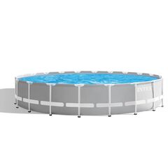 Piscina cu cadru metalic Intex, confectionata din metal, polipropilena si PVC, forma rotunda, pompa filtrare, scara, folie de acoperire, 610 x 132 cm-Dacenergy.ro
