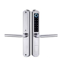 Incuietoare inteligenta DacEnergy©, deblocare APP Bluetooth/card /amprenta/cod/cheie mecanica, pentru usa din lemn/aluminiu/culisanta , culoare gri, Culoare: Gri-Dacenergy.ro