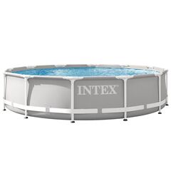 ​Piscina cadru metalic, material PVC, cadru din otel inoxidabil, usor de asamblat, forma rotunda, cu pompa de filtrare, capacitate 6503, 366 x 76 cm, gri-Dacenergy.ro