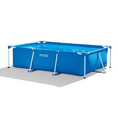 Piscina cu cadru metalic Intex, confectionata din PVC, forma dreptunghiulara, 2282 litri apa, 260 x 160 x 65 cm, albastra-Dacenergy.ro