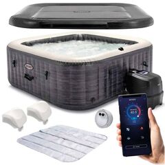 ​Piscina gonflabila cu hidromasaj Intex, jacuzzi, 4 persoane, cu aplicatie, panou de control electronic, apa incalzita pana la 40°, 2 tetiere, lampa LED, 795 litri, 175 x 71 cm-Dacenergy.ro