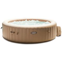 ​Piscina gonflabila cu hidromasaj Intex, pompa de filtrare incorporata, 2 tetiere, 6 persoane, panou de control electronic, apa incalzita pana la 40°, kit de curatare SPA, 1098 litri, 216 x 71 cm, crem-Dacenergy.ro