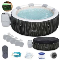 ​Piscina gonflabila cu hidromasaj Bestway, pompa de filtrare incorporata, 4 tetiere, 6 persoane, lumini LED, telecomanda pentru controlul lumini, apa incalzita la 40°, 196 x 146 x 66 cm, 908 l-Dacenergy.ro