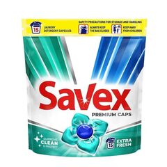​Detergent de rufe capsule Savex Super Caps, curatare puternica, Extra fresh, 15 bucati-Dacenergy.ro