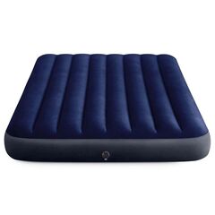 ​Saltea gonflabila Intex, confectionata din PVC si velur, Tehnologie Fiber-Tech, cu pompa cu piston, 191 x 137 x 25 cm, albastra-Dacenergy.ro