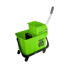 Galeata profesionala DacEnergy©, confectionata din plastic durabil, separator de apa curata si murdara, presa de stors, 20 l, cu roti, verde, Culoare: Verde-Dacenergy.ro