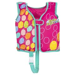 ​Vesta de inot pentru copii Bestway, catarame si curea reglabile, protectie UV UPF 50+, marimea M/L, latimea pieptului 56 cm, 1 pana la 3 ani, roz-Dacenergy.ro