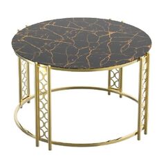 Masuta living DacEnergy©, realizat din cadru metalic nichelat si sticla neagra cu aspect marmorat, forma rotunda, sticla cu grosimea de 4 mm, fixa, 75 x 45 cm-Dacenergy.ro