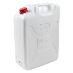 Bidon, confectionat polietilena de inalta densitate, cu capac, 33 x 16 x 47 cm, 20 litri, alb si rosu, Capacitate: 20 l-Dacenergy.ro