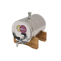Butoi, confectionat din inox alimentar inoxidabil, forma cilindrica, robust, cu robinet si suport din lemn, 250 x 230 x 0.6 mm, 6 l, Capacitate: 6 l-Dacenergy.ro