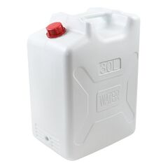 Bidon, confectionat polietilena de inalta densitate, cu capac, 33 x 23 x 47 cm, 30 litri, alb si rosu, Capacitate: 30 l-Dacenergy.ro