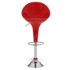 Scaun de bar DacEnergy©, structura din otel cromat, sezut si spatar din plastic, reglabil pe inaltime, rotativ, 100 cm, rosu lucios-Dacenergy.ro