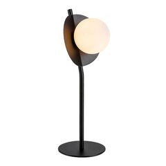 ​Veioza, corp metalic, abajur din sticla alba, forma rotunda, stil industrial, bec G9, 5 W, IP20, 400 x 140 x 150 mm, negru-Dacenergy.ro