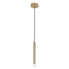 ​Lustra, corp din metal si un abajur transparent din acrilic, design minimalist, forma sa tubulara, subtire si rafinata, G9, 5 W, 1200 x 110 mm, auriu-Dacenergy.ro