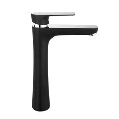 Baterie baie pentru lavoar, material alama, montaj stativ, pipa fixa, monocomanda, finisaj negru mat-Dacenergy.ro