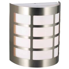 Aplica pentru exterior Rabalux, structura metalica, dispersor din plastic, dulie E27, 11W, IP44, satin crom si alb-Dacenergy.ro
