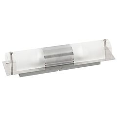 Aplica pentru baie Rabalux,  structura metalica si abajur din sticla, cu ornament din metal cromat, 2 surse cu soclu E14, 40W, 380x90 mm-Dacenergy.ro
