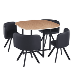 Set de mobilier dining 1+4, stejar/negru, BEVIS NEW-Dacenergy.ro