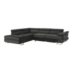 Set canapea cu spaţiu de depozitare, gri, material textil, stânga, BUTON R-Dacenergy.ro