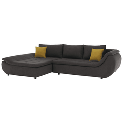 Set canapea, gri-maro /galben, material textil, stânga, BRATO-Dacenergy.ro