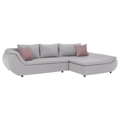 Set canapea, gri deschis / roz pudră, material textil, dreapta, BRATO-Dacenergy.ro