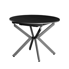 Masă extensibilă de dining, neagră, 100x100-140x75 cm, ABERO TIP 1-Dacenergy.ro