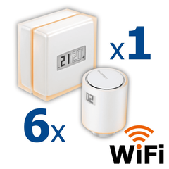 Kit termostat de ambient si 6 capete termostat smart pentru calorifer Netatmo, WI-FI, cu afisaj digital LCD, compatibile cu IOS sau Android, control de la distanta, detectare fereastra deschisa, programabil, Numar piese: 7-Dacenergy.ro