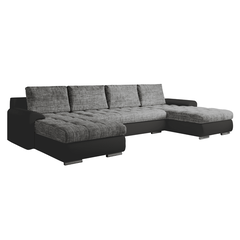 Set canapea universal, piele ecologică negru/melir gri, TOLITA U UNI-Dacenergy.ro