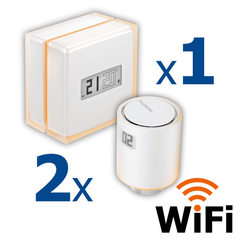 Kit termostat de ambient si 2 capete termostat smart pentru calorifer Netatmo, WI-FI, cu afisaj digital LCD, compatibile cu IOS sau Android, control de la distanta, detectare fereastra deschisa, programabil, Numar piese: 3-Dacenergy.ro