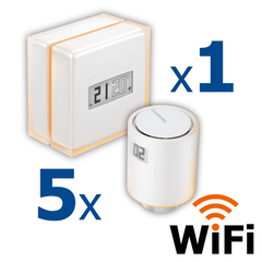 Kit termostat de ambient si 5 capete termostat smart pentru calorifer Netatmo, WI-FI, cu afisaj digital LCD, compatibile cu IOS sau Android, control de la distanta, detectare fereastra deschisa, programabil, Numar piese: 6-Dacenergy.ro