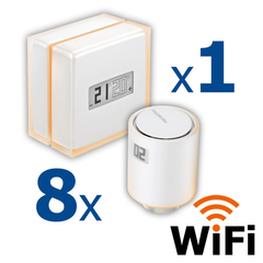 Kit termostat de ambient si 8 capete termostat smart pentru calorifer Netatmo, WI-FI, cu afisaj digital LCD, compatibile cu IOS sau Android, control de la distanta, detectare fereastra deschisa, programabil, Numar piese: 9-Dacenergy.ro