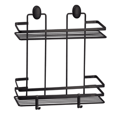 Etajera baie, din otel, design modern, montaj pe perete, cu suruburi, 2 raft, 30 x 13 x 32.5 cm, negru, Culoare: Negru, Inaltime: 32.5 cm-Dacenergy.ro