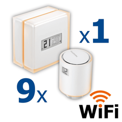 Kit termostat de ambient si 9 capete termostat smart pentru calorifer Netatmo, WI-FI, cu afisaj digital LCD, compatibile cu IOS sau Android, control de la distanta, detectare fereastra deschisa, programabil, Numar piese: 10-Dacenergy.ro
