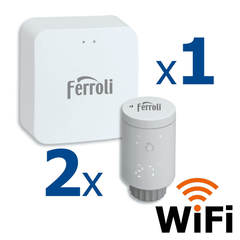 Kit controler gateway si 2 capete termostat smart pentru calorifer Ferroli, Wi-Fi, control de la distanta, siguranta pentru copii, detectare fereastra deschisa, afisaj digital, programabil, alb, Numar piese: 3-Dacenergy.ro
