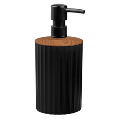Dozator sapun lichid, pentru baie sau bucatarie, fabricat din polipropilena si ABS, 0.4 L, negru si lemn, Culoare: Negru, Lemn-Dacenergy.ro