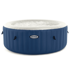 Piscina gonflabila cu hidromasaj Intex, 4 persoane, capac termoizolant pentru mentinerea temperaturii apei, dozator chimic plutitor, cartus filtrare, sistem de umflare automat, 180 x 66 cm, albastru-Dacenergy.ro