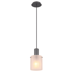 Suspensie, realizata din metal, un abajur din sticla satinata, 180 x 1500 mm, IP20, o sursa cu soclu E27, gri-Dacenergy.ro