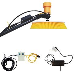 Set electric pentru curatare / spalare panouri fotovoltaice, tija telescopica reglabila, peria rotativa, motorul DC24V, convertorul de putere AC100-240V, conducta de pompare de 1.3 metri, pompa de apa DV24V-Dacenergy.ro