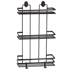 Etajera baie, din otel, design modern, montaj pe perete, cu suruburi, 3 rafturi, 30 x 13 x 52 cm, negru, Culoare: Negru, Inaltime: 52 cm-Dacenergy.ro