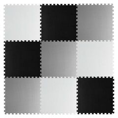 Covoras puzzle din spuma DacEnergy, 180 x 180 x 1 cm, 9 buc, culoarea gri si negru-Dacenergy.ro