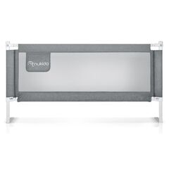 Bariera de protectie pat copii, cadru durabil din metal, plasa durabila si respirabila, 100% poliester, husa lavabila, design modular, cu buzunar functional, 200 x 70-100 cm, gri-Dacenergy.ro