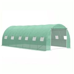 Solar gradina DacEnergy©, tevi din otel, folie PE 180g/m2, 12 ferestre cu plasa de tantari, suprafata totala 24m2, 2 intrari de acces, 6 x 4 x 2.5 m, rezistenta la UV 6%, verde-Dacenergy.ro