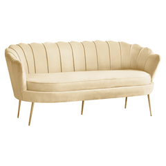 Canapea de lux, cu 3 locuri, ţesătură Velvet bej/auriu, Art-deco, NOBLEO TYP 2-Dacenergy.ro