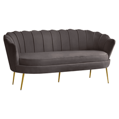 Canapea de lux, cu 3 locuri, ţesătură Velvet gri-maro/auriu, Art-deco, NOBLEO TYP 2-Dacenergy.ro
